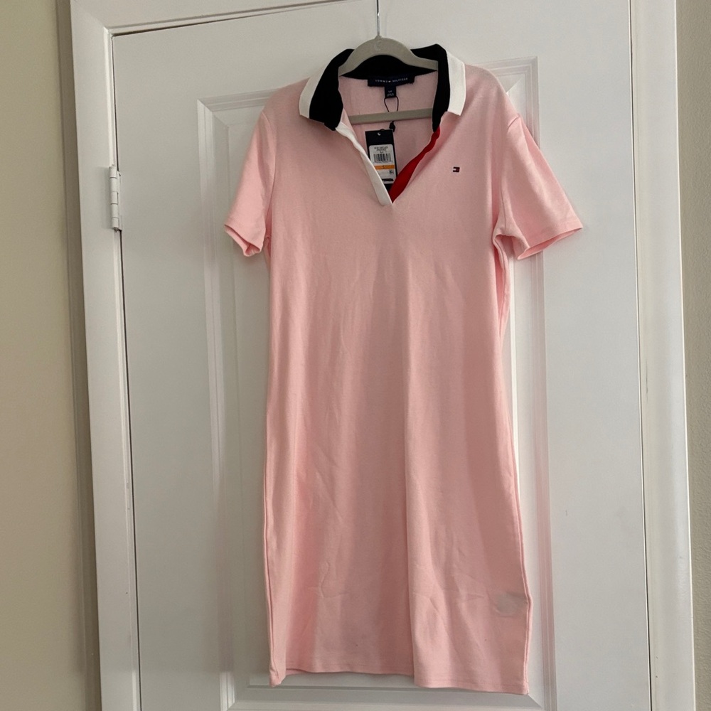 Tommy Hilfiger Light Pink Polo Dress with Contrast Collar
